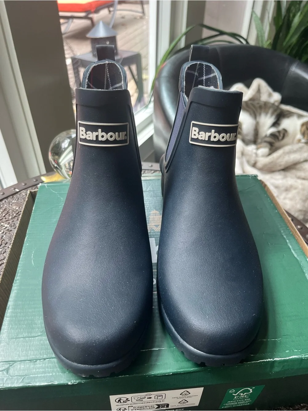BARBOUR WILTON WELLINGTONS RAIN BOOTS NAVY 40 EU 9 US